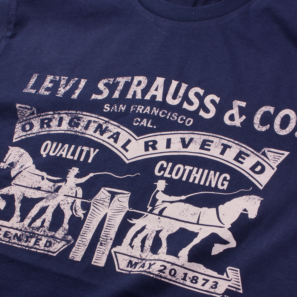 Proscrito educador límite Levi's Navy Distressed 2 Horse Logo T-Shirt 2 | The Rainy Days