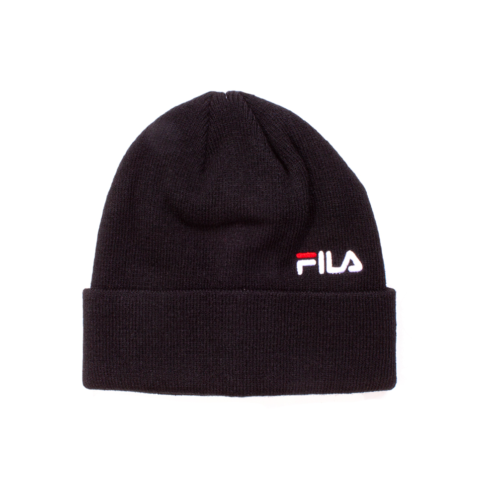 Fila Black 'Raffa' Embroidered Logo Beanie