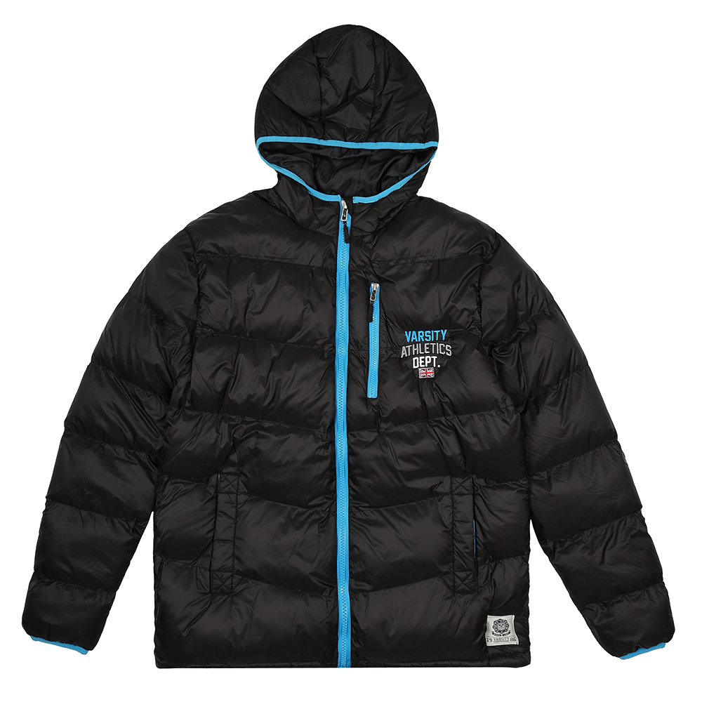 Varsity Team Players Black Puffer Jacket The Rainy Days