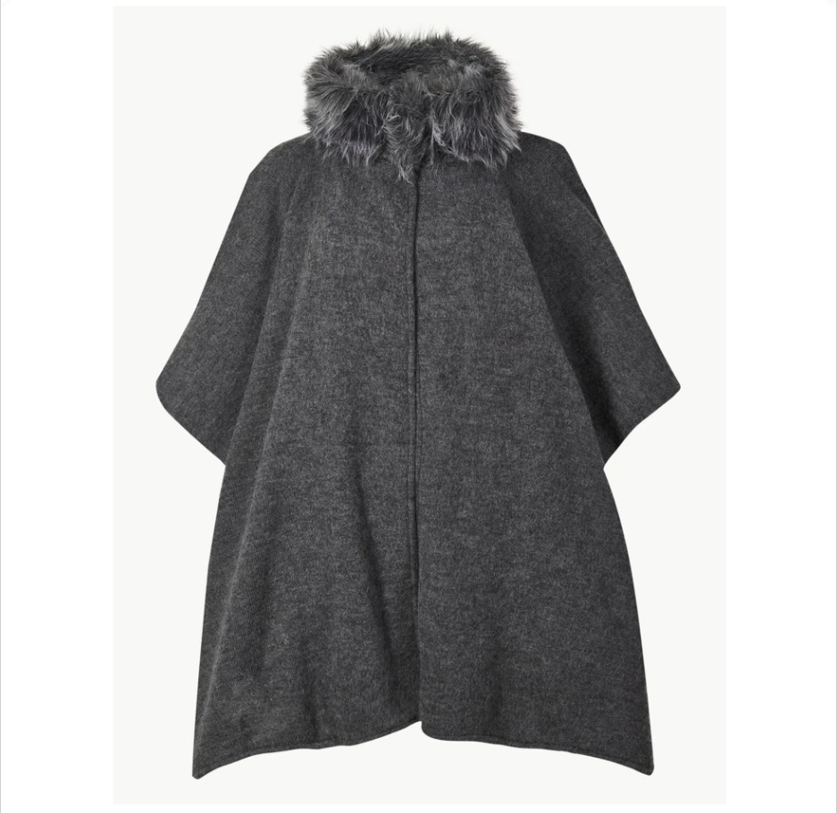Originally Made For M&S Charcoal Faux Fur Pancho | The Rainy Days