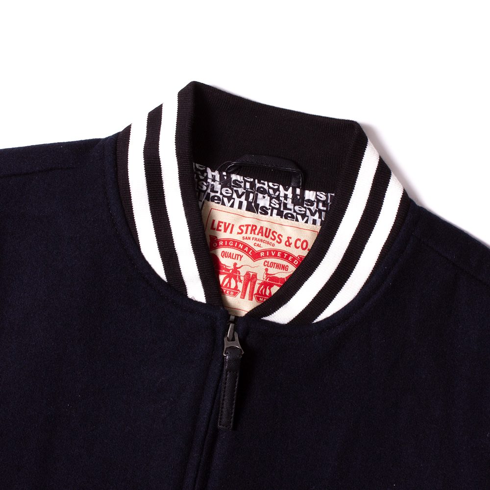 Levi's Navy Wool Varsity Jacket with Faux Leather Sleeves | The Rainy Days