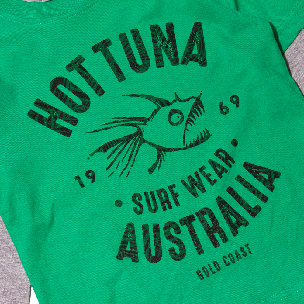 Hot Tuna Green / Grey Palm KIDS Long Sleeve T-Shirt