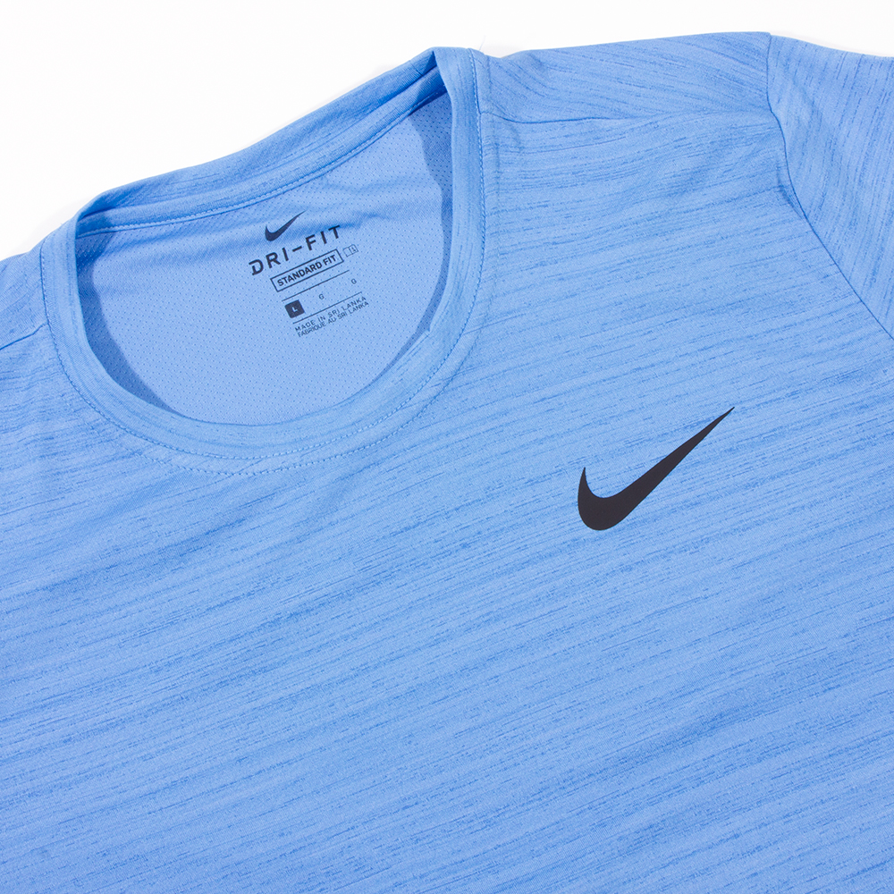 Nike Men's Running Blue Heather Striped 'Miler' Dri-FIT T-Shirt | The ...