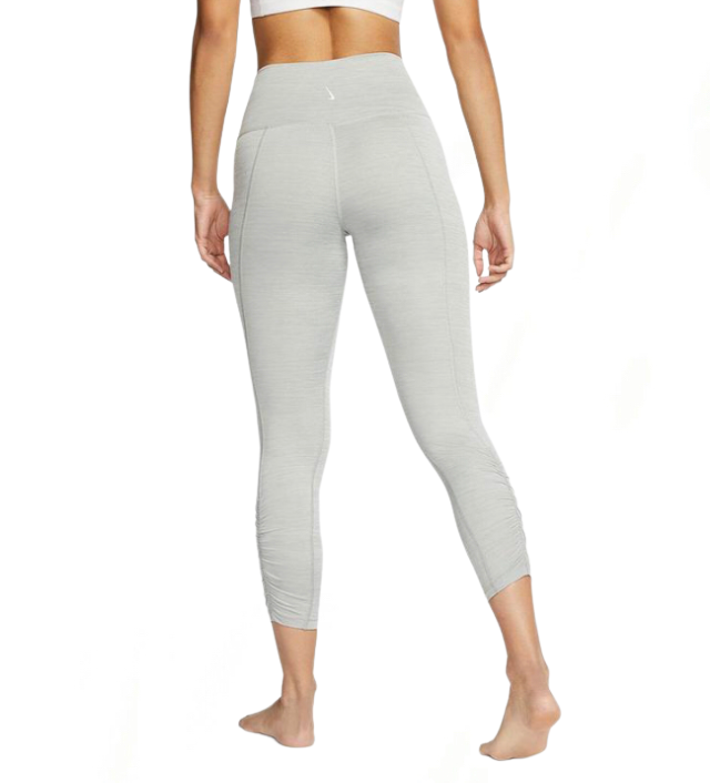 Nike Yoga Women's Ruched High Rise Dri Fit 7/8 Leggings Particle