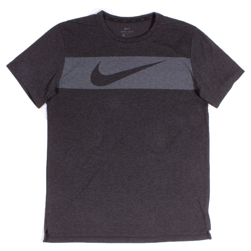 Nike Breathe Charcoal Swoosh Training T-Shirt | The Rainy Days