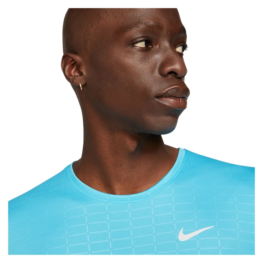 Nike Running Men's Chlorine Blue 'Miler' Dri Fit T-Shirt | The Rainy Days