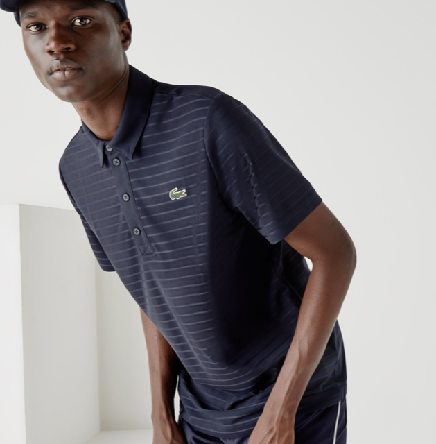 Lacoste Sport Men's Navy Textured Breathable Polo Shirt | The Rainy Days