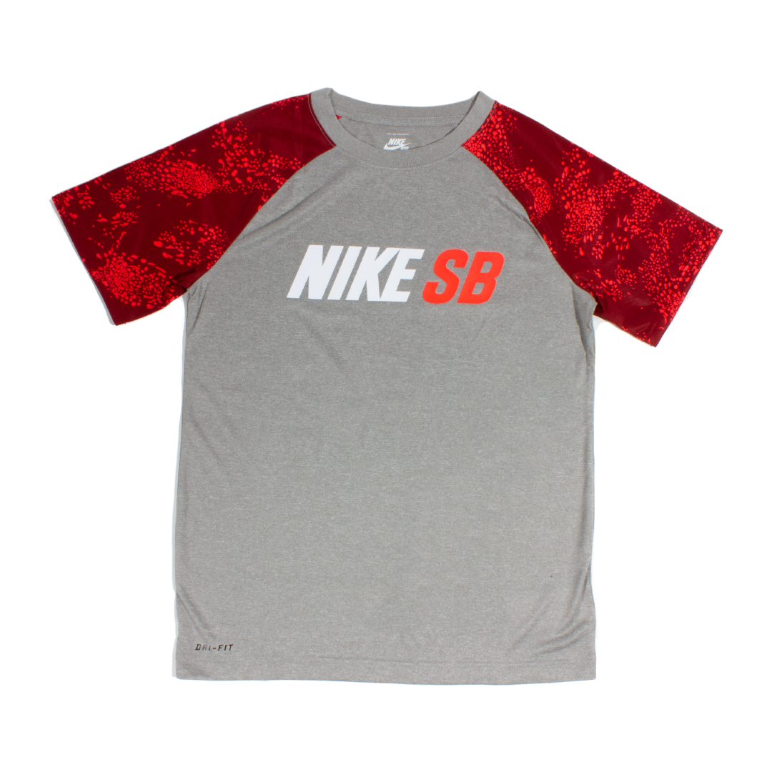 Nike Sb Kids Dark Grey Heather Red Dri Fit T Shirt The Rainy Days