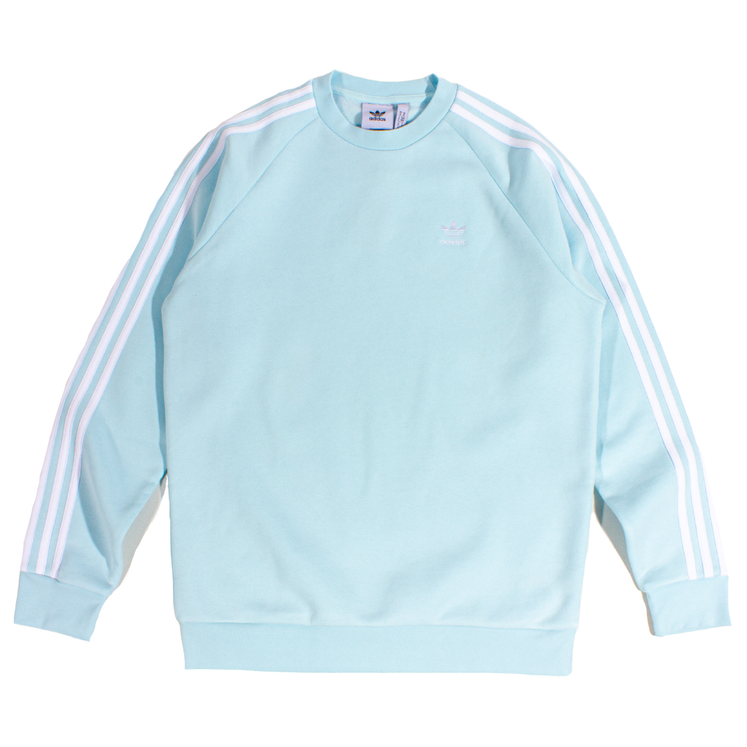 enkel en alleen vier keer eindeloos Adidas Originals Light Blue '3 Stripe' Crewneck Sweatshirt | The Rainy Days