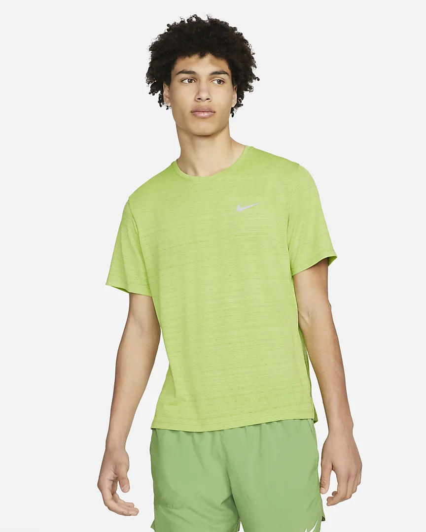 Nike Running Men's Lime Green 'Miler' T-Shirt | The Rainy Days