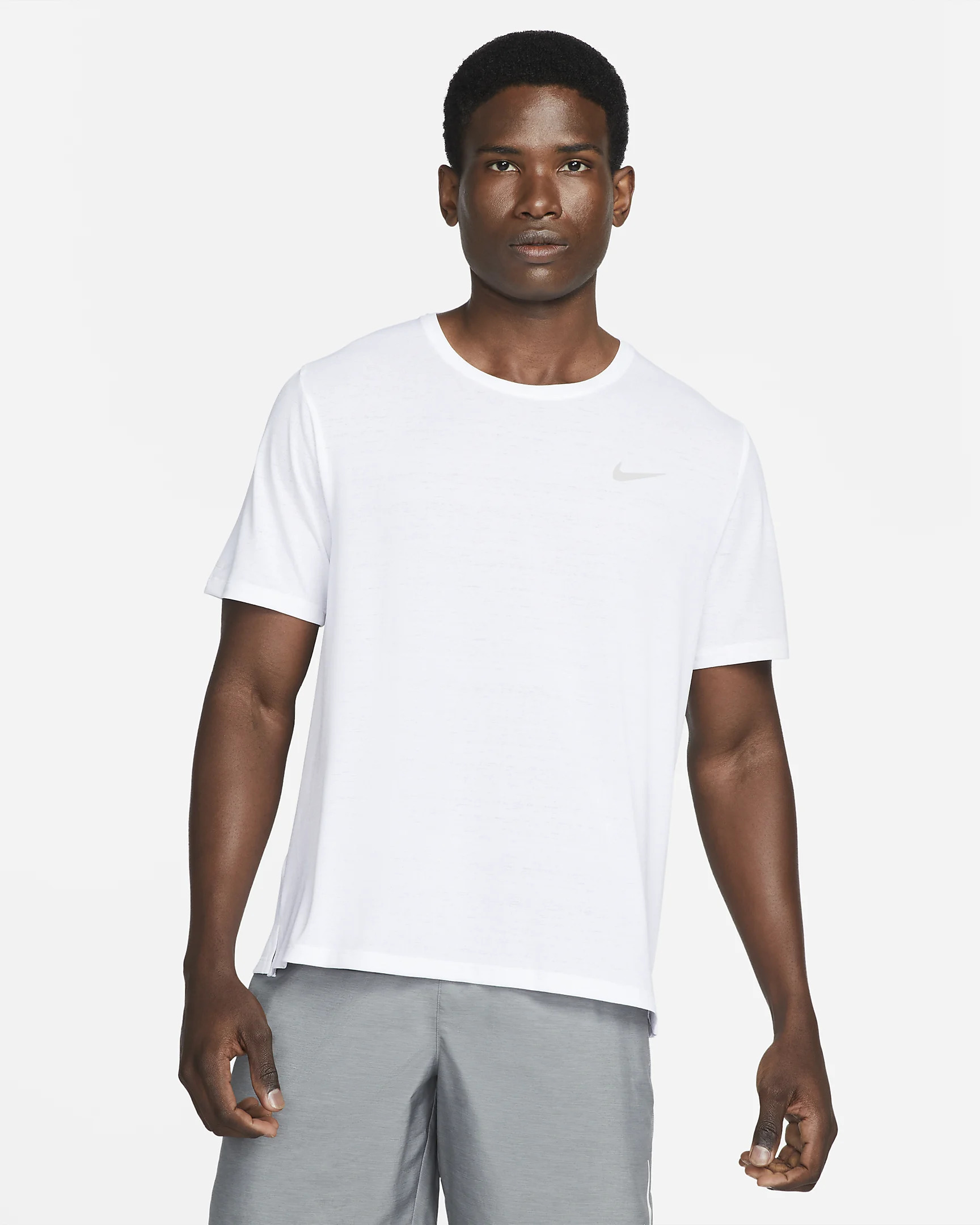 Nike Running Mens White 'Miler' T-Shirt | The Rainy Days
