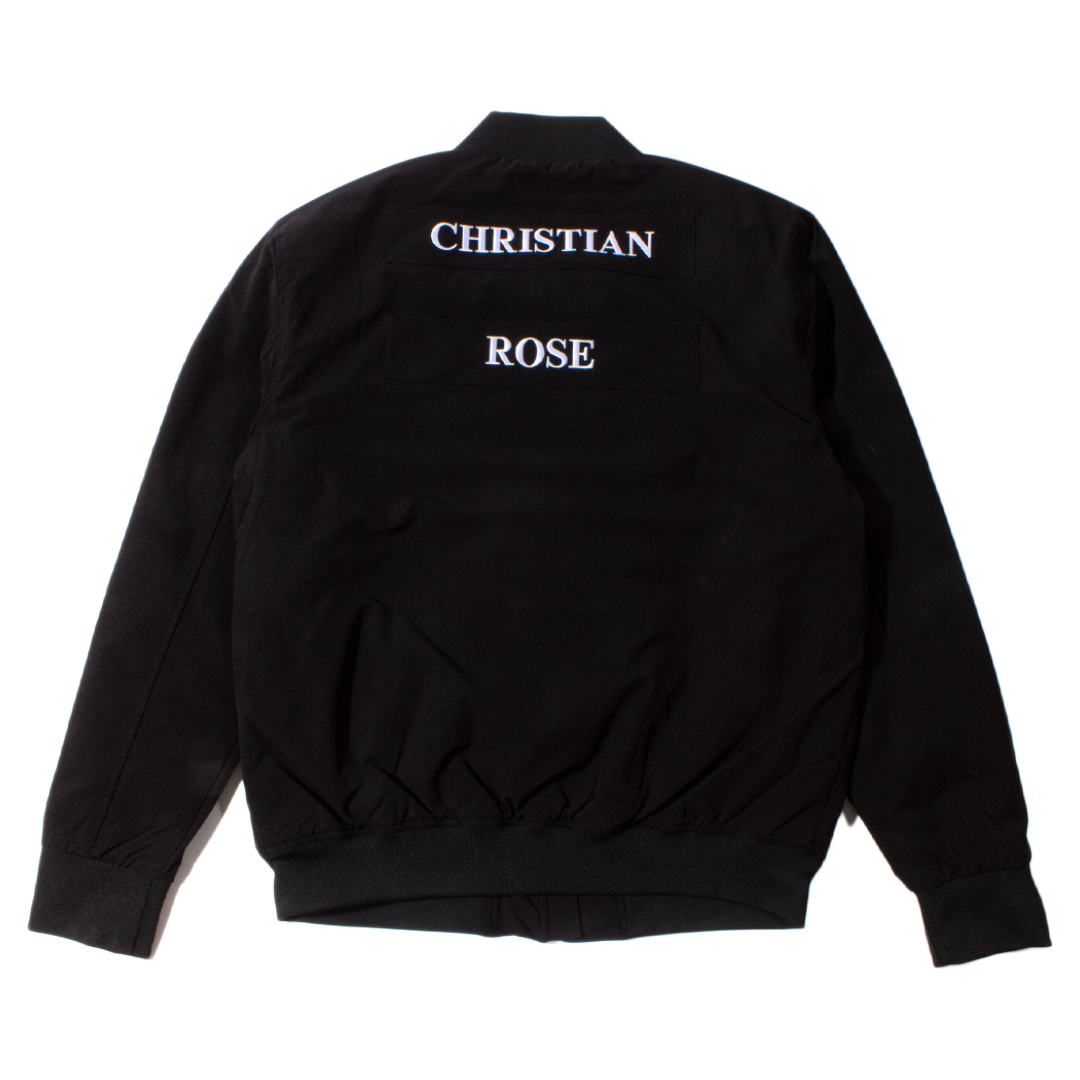 Christian Rose Men's Black Applique Bomber Jacket | The Rainy Days