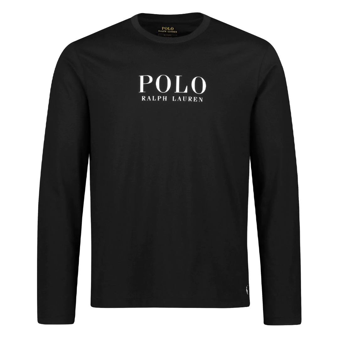 Polo Ralph Lauren Black 'Text Logo' Long Sleeve Lounge T-Shirt | The ...