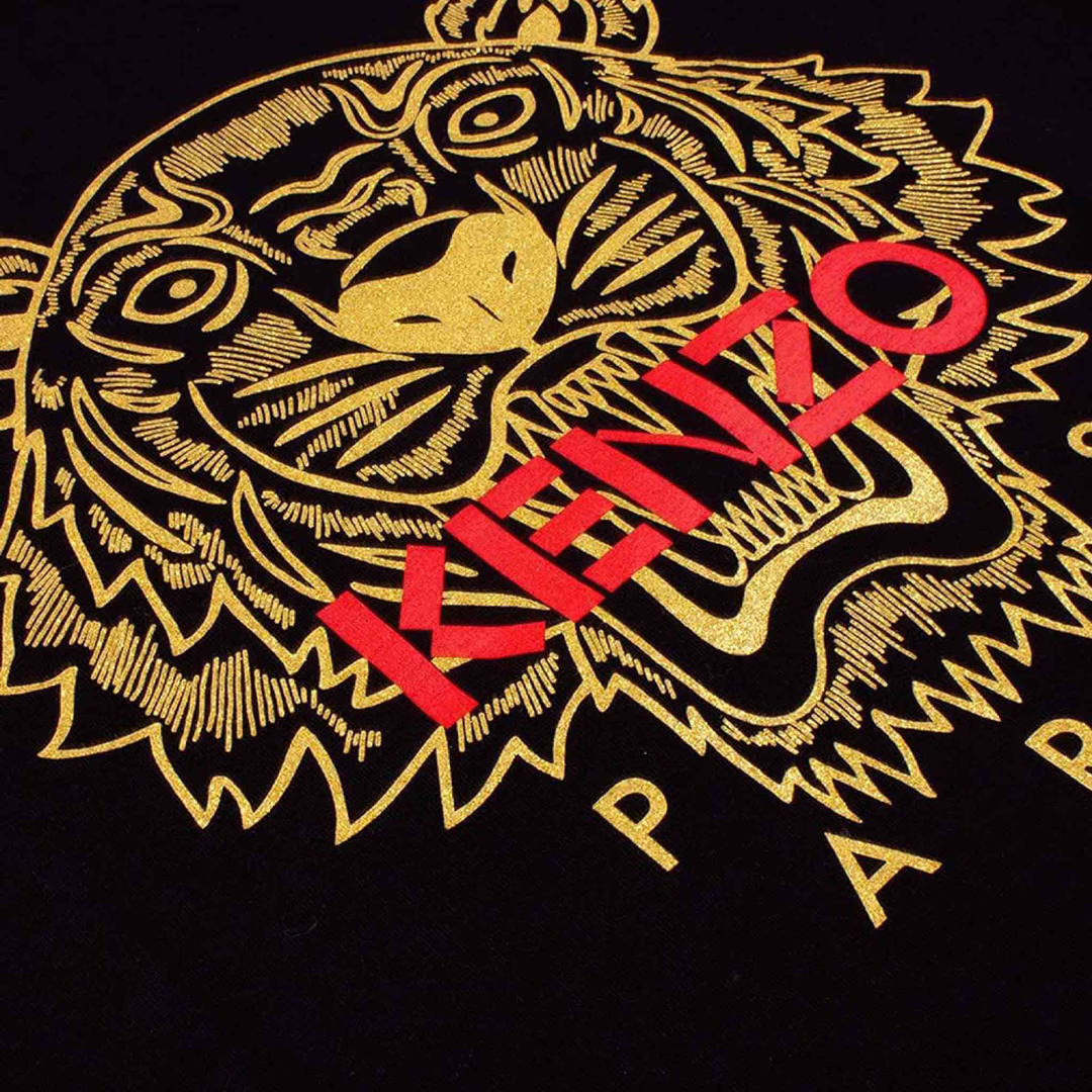 Kenzo Black with Gold Tiger T Shirt