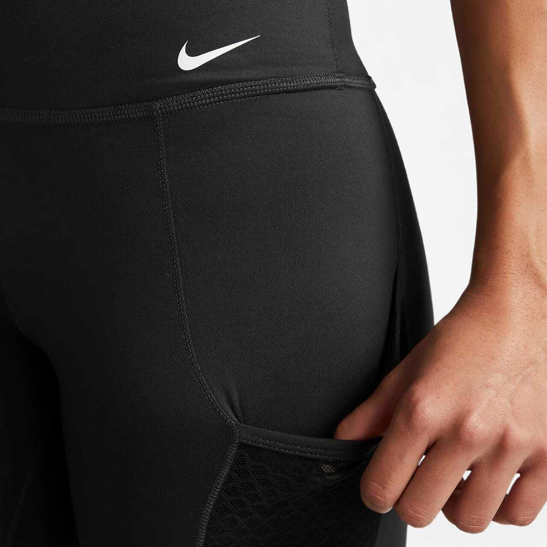 Nike Pro Training Leggings In Navy With Rose Gold waistband