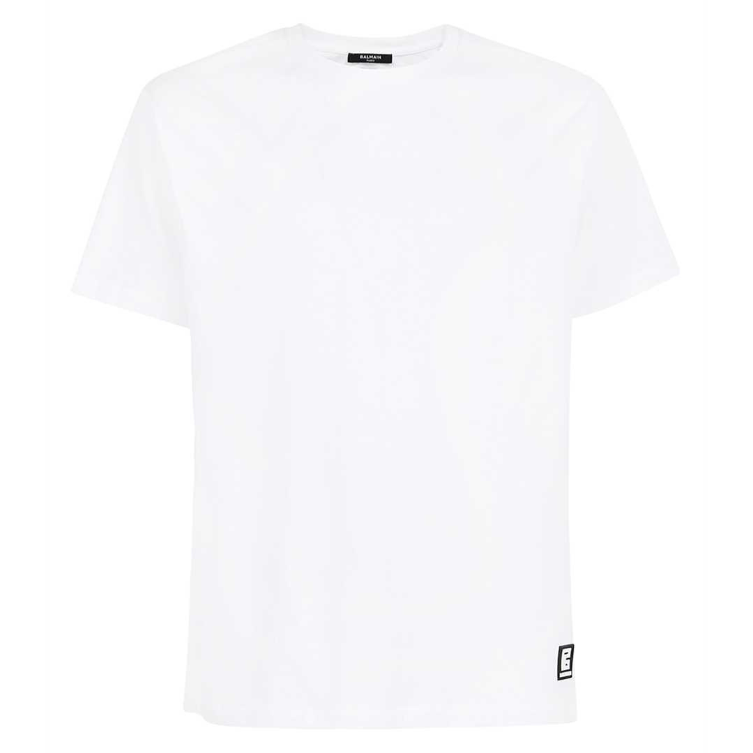 Balmain White Back Logo Print Cotton Jersey T-Shirt | The Rainy Days