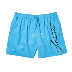 Lacoste Light Blue Signature Print Swimshorts
