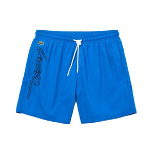 Lacoste L!VE Blue Signature Print Swimshorts